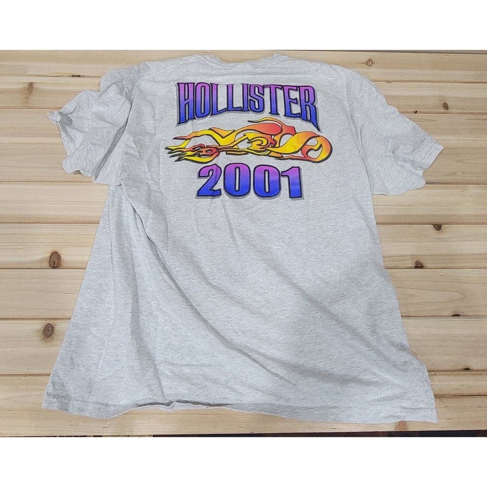 Vintage 2001 Hollister Biking‎ Race Rally Shirt Flames Y2K